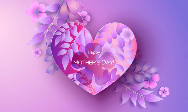 Happy mother day greating card. Purple and red