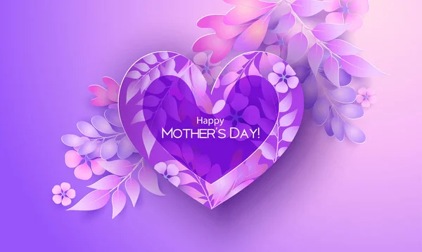 Bonne carte de vœux de la fête des mères. Violet et rouge — Image vectorielle