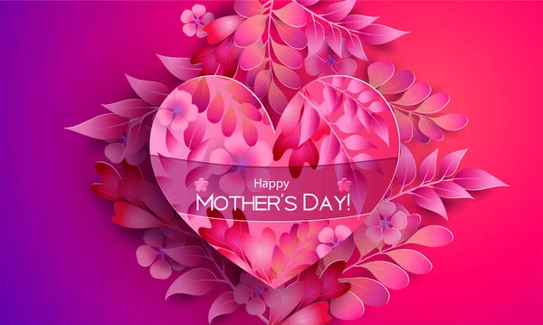 Happy mother day greating card. Purple and red — 스톡 벡터