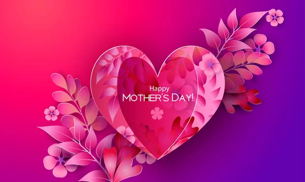 Счастливой открытки на День Матери. Фиолетовый и красный — стоковый вектор