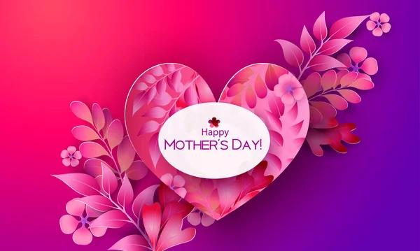Bonne carte de vœux de la fête des mères. Violet et rouge — Image vectorielle
