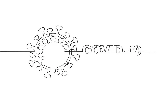 Desenho Contínuo Uma Linha Ilustração Vetorial Símbolo Covid Conceito Coronavírus — Vetor de Stock