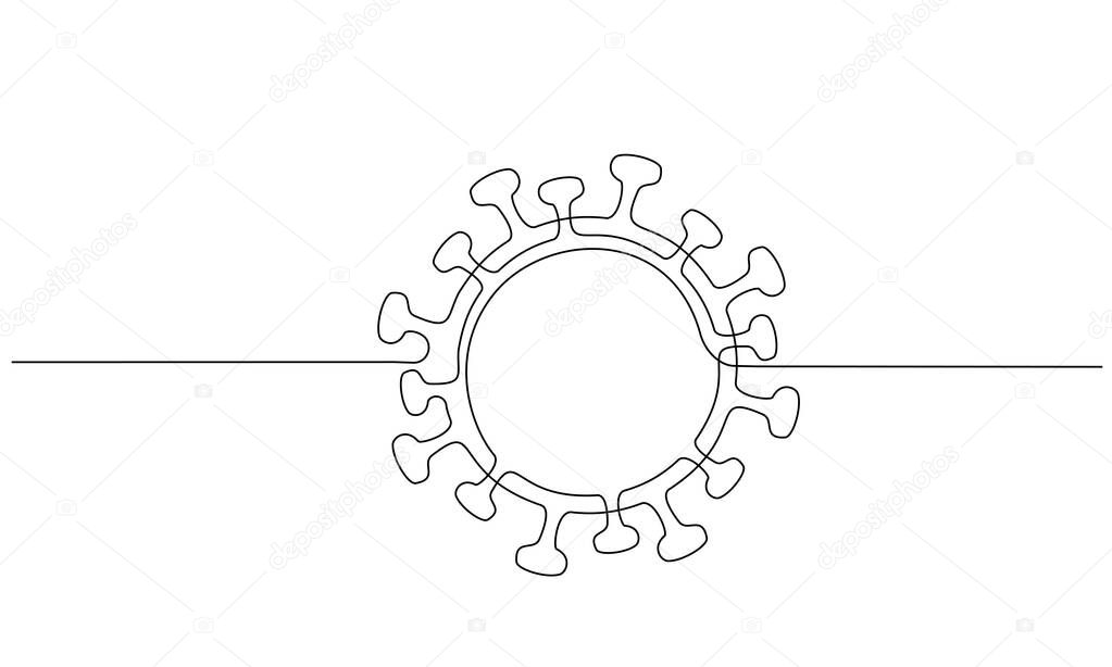 Continuous one line drawing. Vector Illustration COVID-19 symbol. Concept Coronavirus, virus silhouette on a white background.