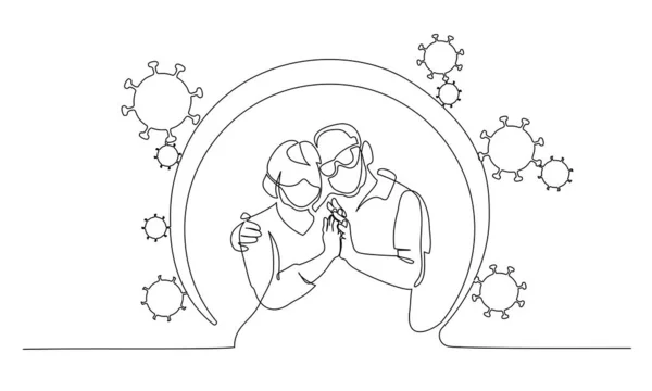 Conceito de proteção do casal idoso contra o risco de coronavírus — Vetor de Stock