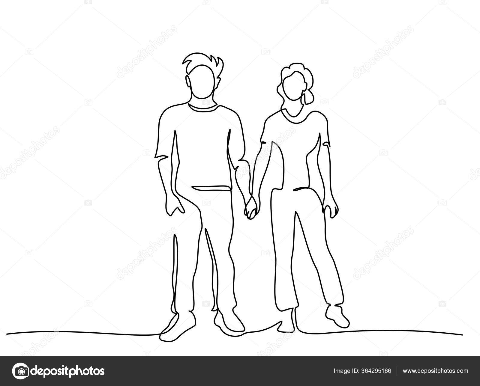 Continuous One Line Drawing of Couple Holding Hands. Concept of Romantic  and Act of Kindness. a Man Share Love with His Partner Stock Vector -  Illustration of sketch, male: 161080135