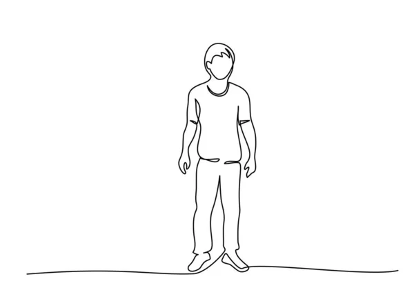 Continue tekening van één lijn. Een staande man. Vector — Stockvector