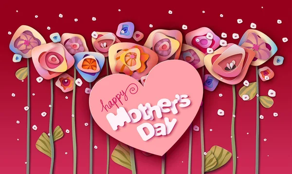 Happy Mothers Day Karte mit Blumen Hintergrund. — Stockvektor