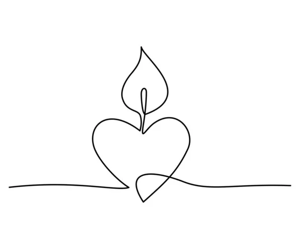 燃烧着的篝火蜡烛连续的单线绘图 — 图库矢量图片