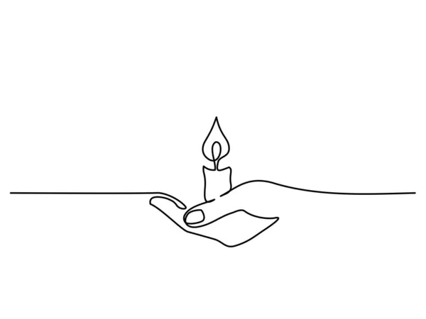 Непрерывный рисунок одной линии. Рука держит горящую свечу Стоковая Иллюстрация
