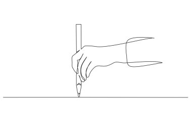 El ele tutuşma kalemi, kalem ve çizim. Sürekli tek bir çizgi çiziyor.