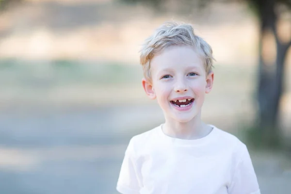 Lindo menino no parque — Fotografia de Stock