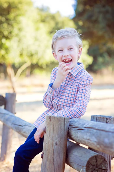 Schattige jongen in het park — Stockfoto