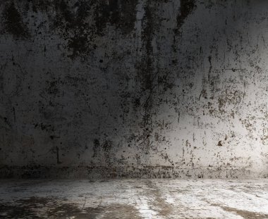 Beton duvar ile eski Oda