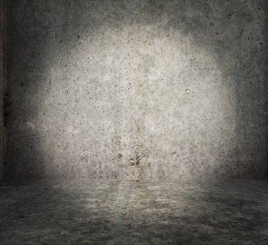 Beton duvar ile eski Oda