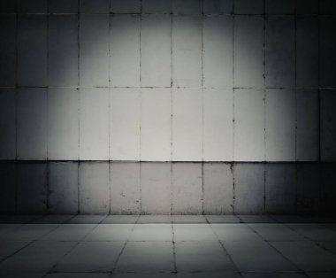 Beton duvar ve ahşap zemin ile Oda