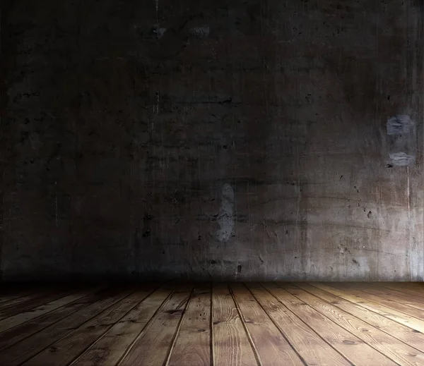 Sala com parede de concreto e piso de madeira — Fotografia de Stock