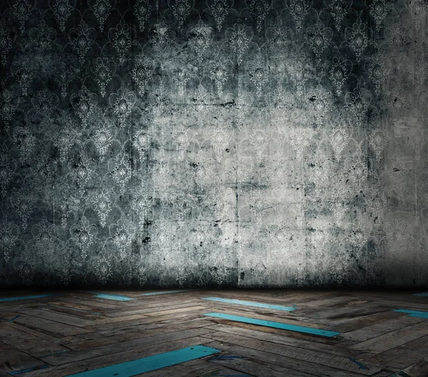 Rum med betongvägg och trägolv — Stockfoto