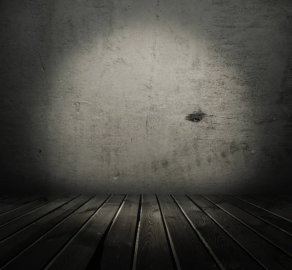 Sala com parede de concreto e piso de madeira — Fotografia de Stock