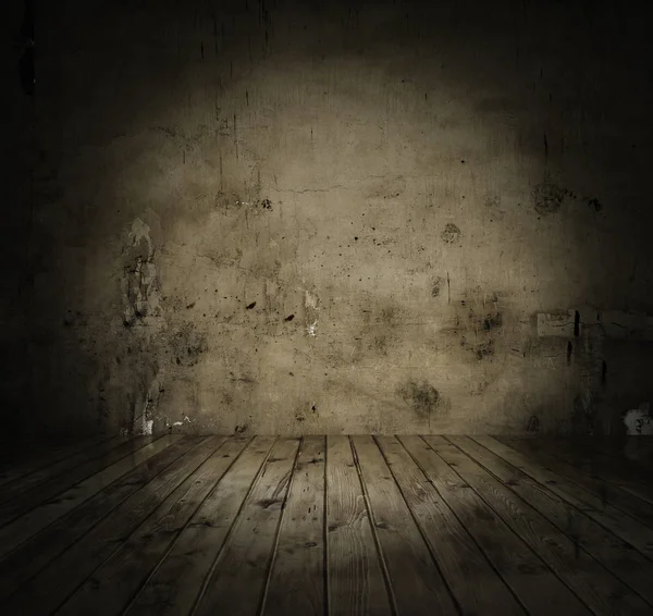 Chambre avec mur en béton et plancher en bois — Photo