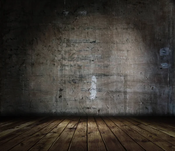 Concrete wall and wooden floor — Stock Photo, Image