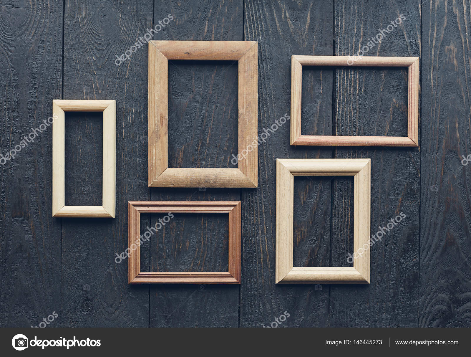 Old frames on wooden wall — Stock Photo © avlntn 146445273