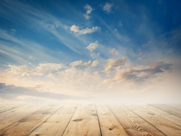 Sky and wooden floor — Stock Photo, Image