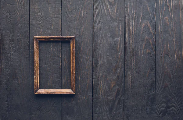Moldura da foto na parede de madeira velha — Fotografia de Stock