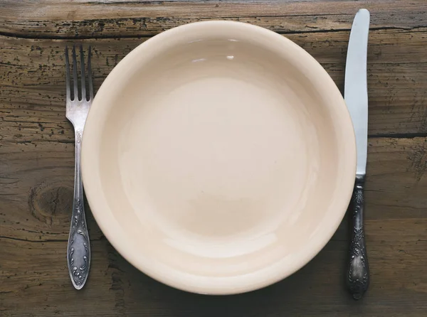 Plate, fork and knife — Stock Photo, Image