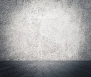 Beton duvar ve ahşap zemin