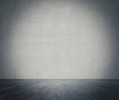 Beton duvar ve ahşap zemin