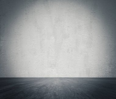 Beton duvar ve ahşap zemin