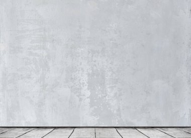 Beton duvar ve ahşap zemin