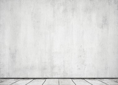 Beton duvar ve ahşap zemin