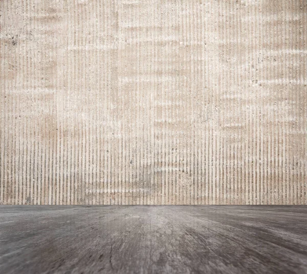 Betonnen muur en houten vloer — Stockfoto