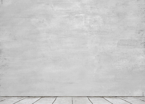 бетонная стена и деревянный пол
