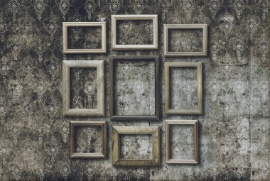 Eski fotoğraf çerçeveleri retro duvar kağıdı ayarlamak