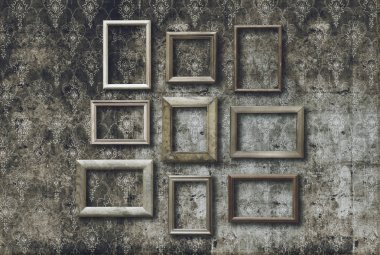 Eski fotoğraf çerçeveleri retro duvar kağıdı ayarlamak