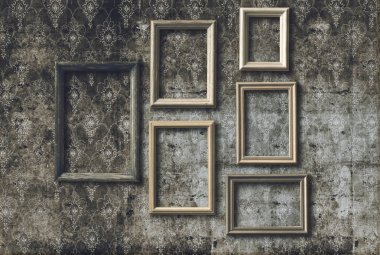Eski fotoğraf çerçeveleri retro duvar kağıdı ayarlamak