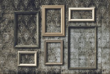 Eski fotoğraf çerçeveleri retro duvar kağıdı ayarlamak