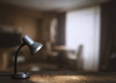 arka plan üzerinde bulanık oda iç tablo lamba