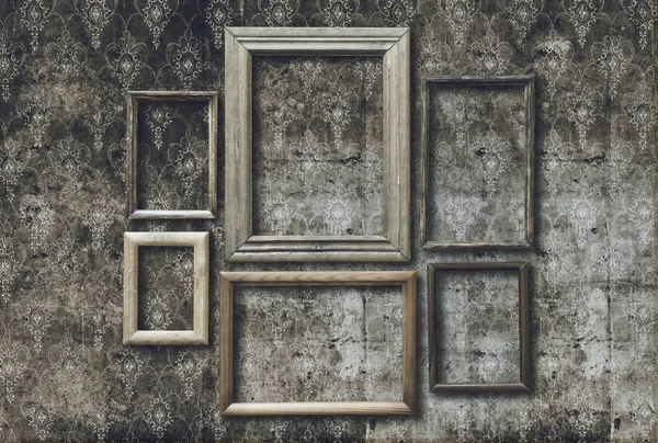 Set Old Photo Frames Retro Wallpaper — Stock Photo, Image