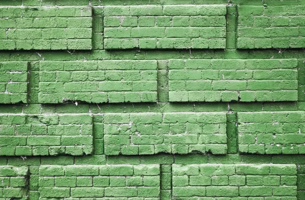 Alte Grüne Backsteinmauer Hintergrund Nahaufnahme — Stockfoto