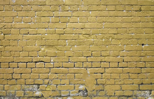 粉刷旧砖墙 黄色背景 — 图库照片