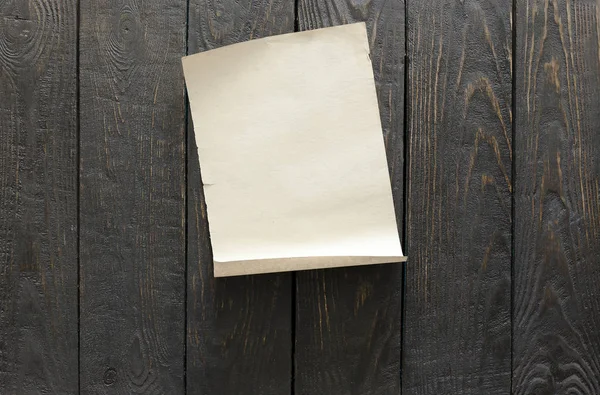 Old Paper Dark Wooden Wall Background — Stock Photo, Image