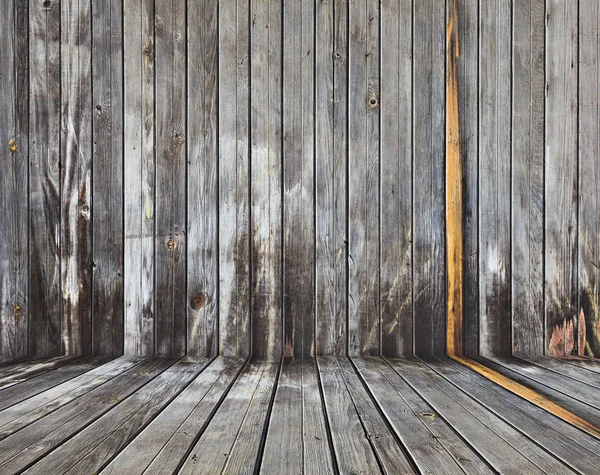 Empty Room Wooden Weathered Planks Interior Background — Stock Photo, Image