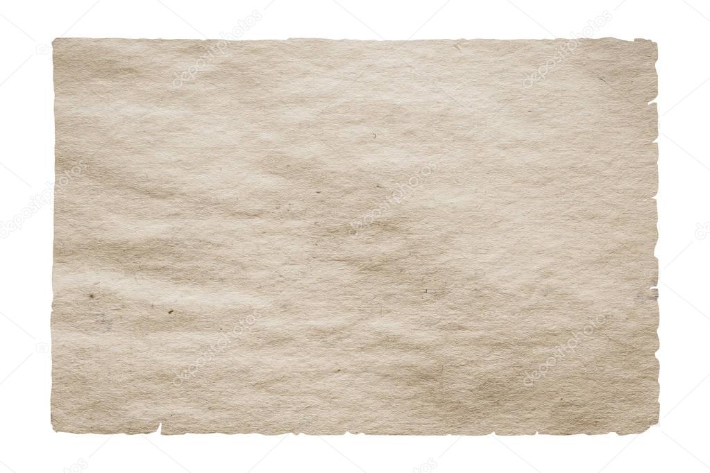 coarse old paper isolated on white background