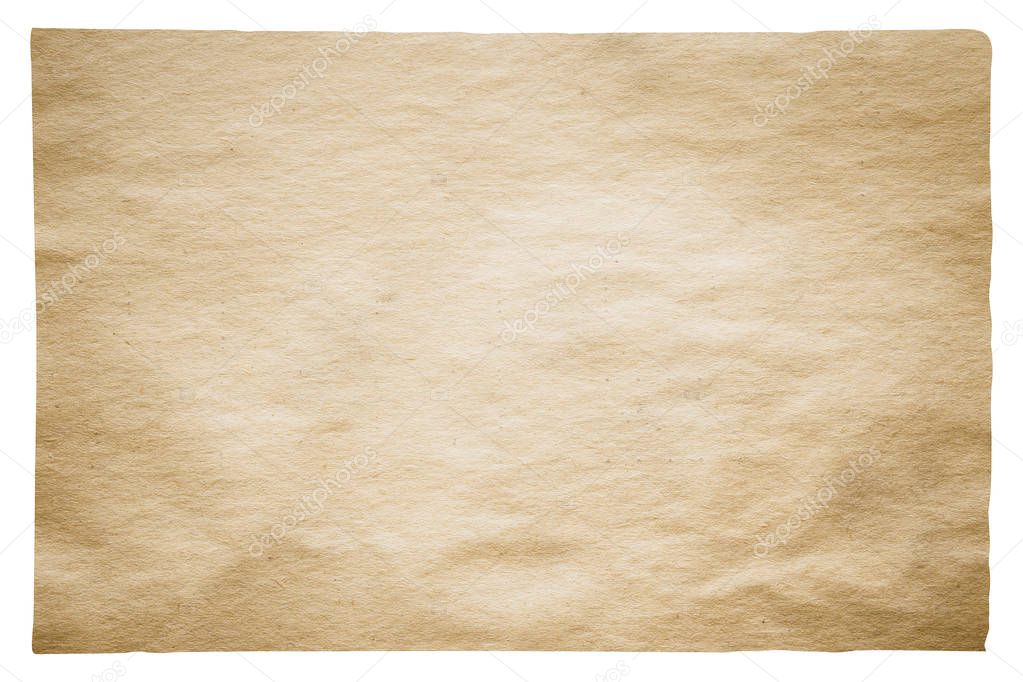 coarse old paper isolated on white background