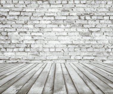 tuğla duvar, antika arka plan ile eski beyaz Oda