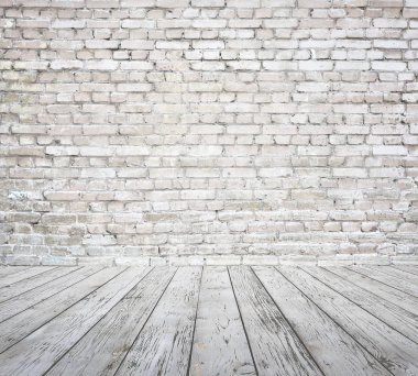 tuğla duvar, antika arka plan ile eski beyaz Oda
