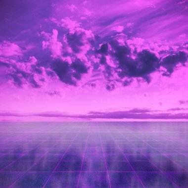 Retro futuristik peyzaj, 80'ler arka plan